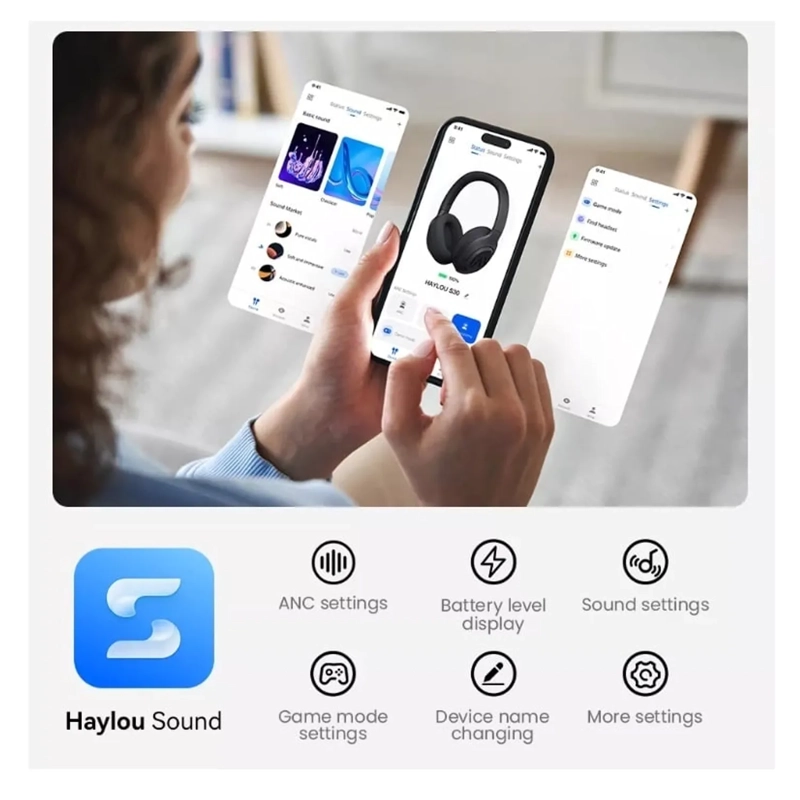 AUDIFONOS HAYLOU S30 PRO ANC INALAMBRICOS CON MICROFONO DURA 80H - 2