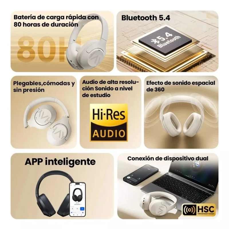 AUDIFONOS HAYLOU S30 PRO ANC INALAMBRICOS CON MICROFONO DURA 80H - 4