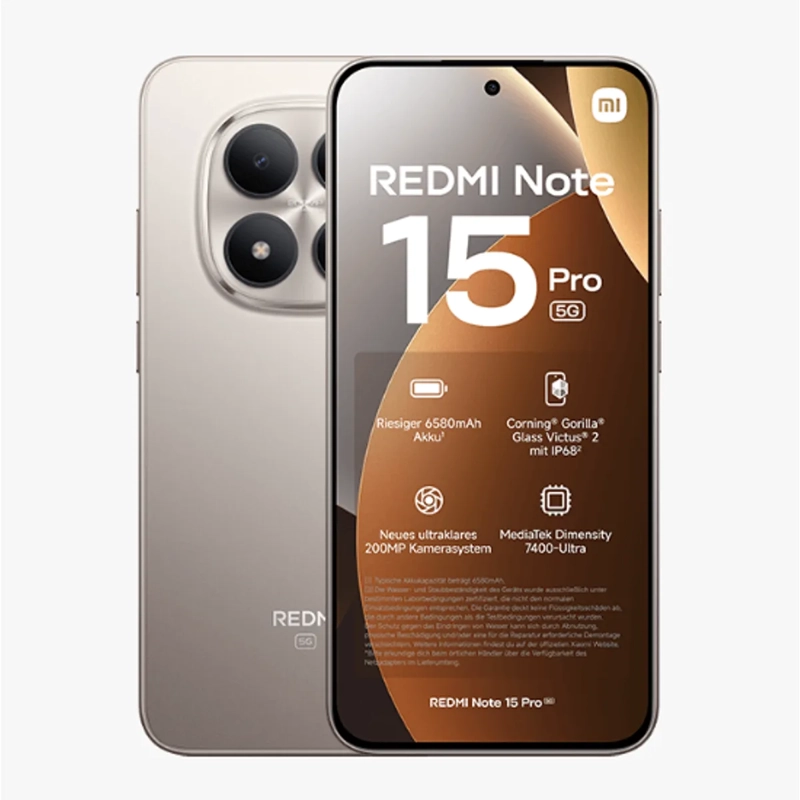 XIAOMI REDMI NOTE 15 PRO 5G 8GB RAM 256GB ROM 200MPX 4K RESISTENTE AGUA IP68 CAMARA AI TITANIUM - 1