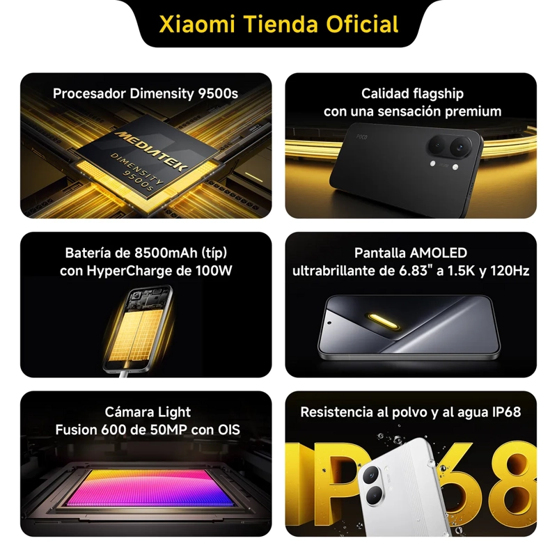XIAOMI POCO X8 PRO MAX 5G 12GB RAM+ 512GB IP68 RESISTENTE AGUA NFC -NEGRO - 3