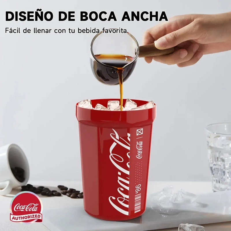 COCA COLA GERM TERMO TAZA DE CAFE  FRIO O CALIENTE VASO TE RMICO, 390 ML ROJO - 3