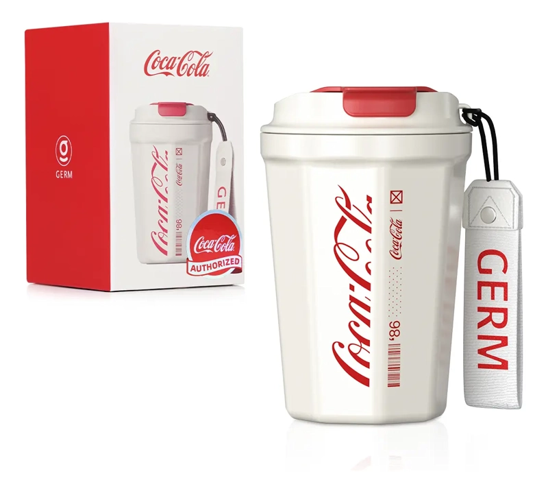 TERMO CAFE  COCA-COLA DE 390 ML PARA BEBIDAS CALIENTES O FRIAS BLANCO - 1