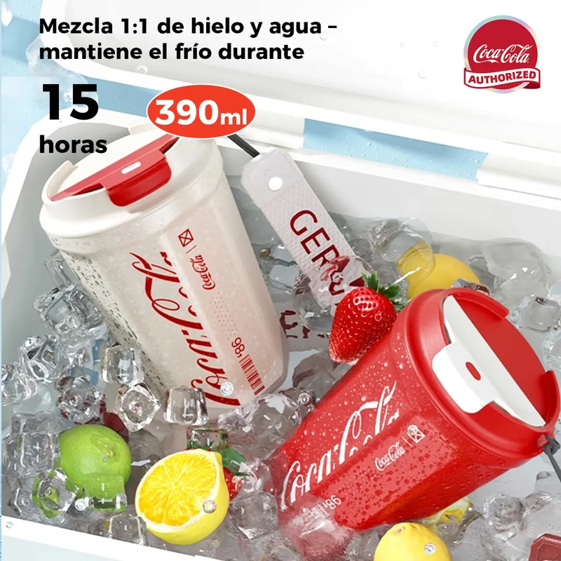 TERMO CAFE  COCA-COLA DE 390 ML PARA BEBIDAS CALIENTES O FRIAS BLANCO - 2