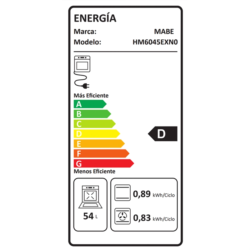Horno eléctrico empotrable 54L 220V 60cm HM6045EXN0 Mabe - 13