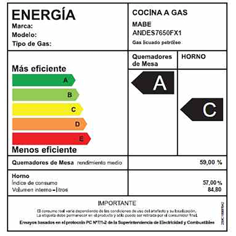 Cocina a Gas 5 platos 76cm ANDES7650FX1 Mabe - 12