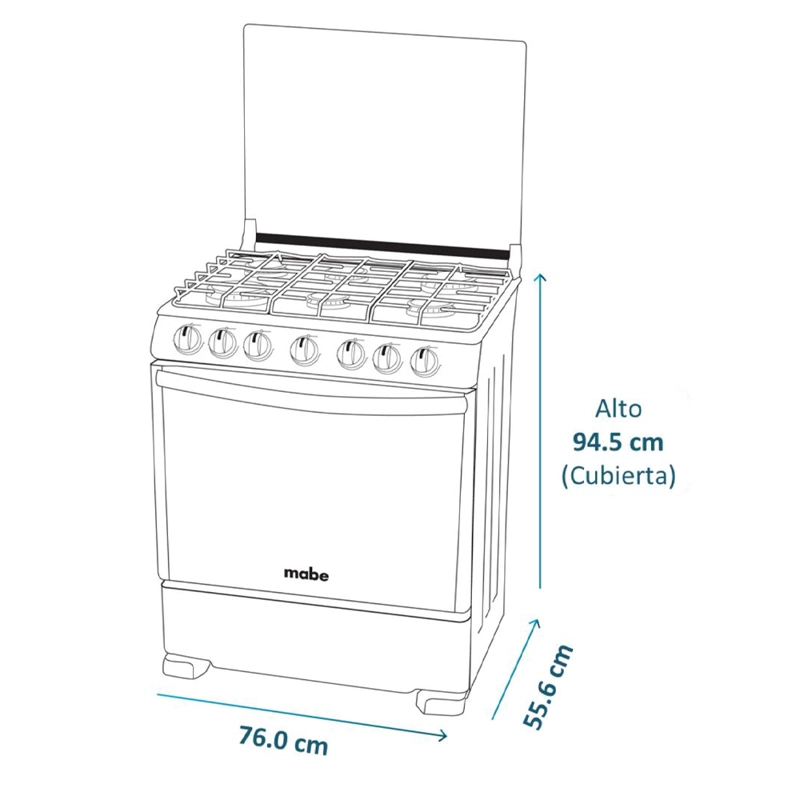 Cocina a Gas 5 platos 76cm ANDES7650FX1 Mabe - 5