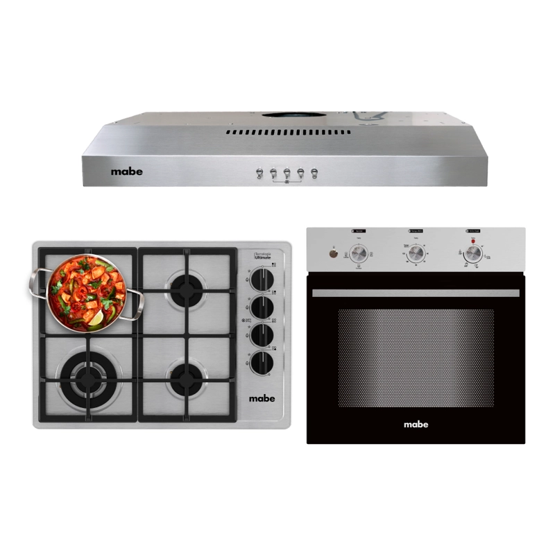 Kit Campana Extractora +Encimera a Gas CMG6044LD-1CL +Horno Eléctrico HM6031EXAI0 60cm Inox Mabe - 1