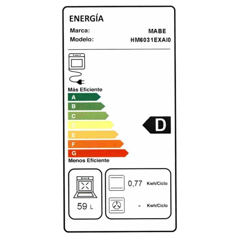 Kit Campana Extractora +Encimera a Gas CMG6044LD-1CL +Horno Eléctrico HM6031EXAI0 60cm Inox Mabe - 13