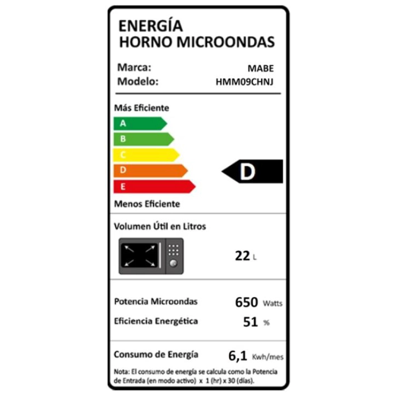 HORNO MICROONDAS 25L NEGRO HMM09CHNJ MABE - 8