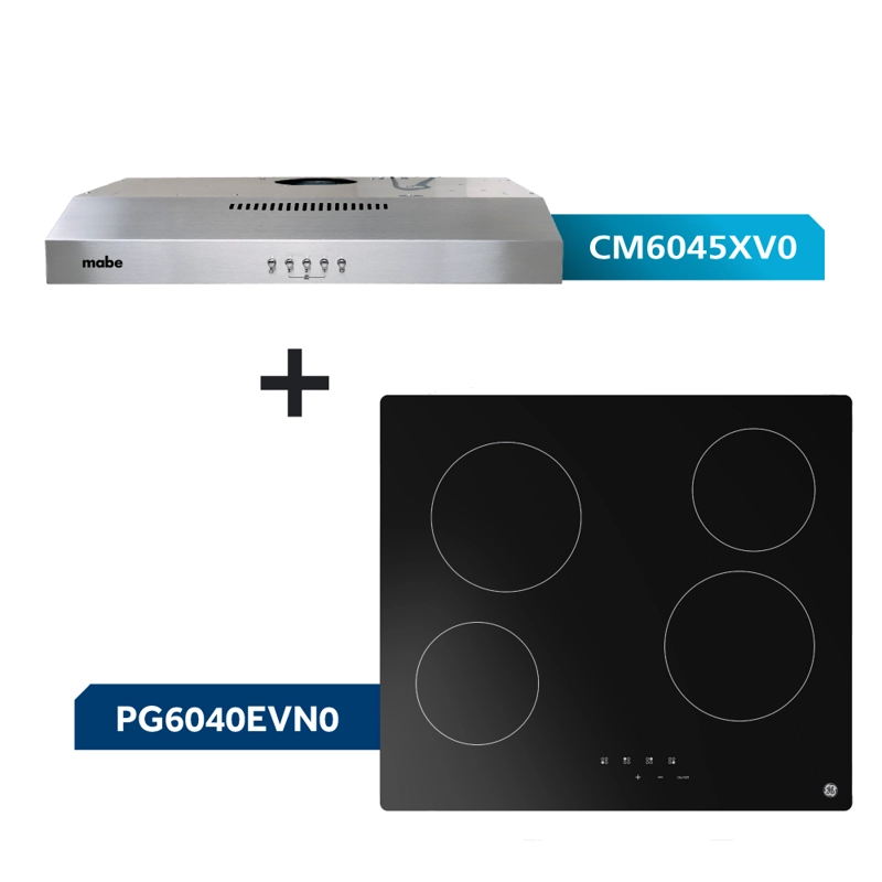 KIT ENCIMERA ELECTRICA GE 60CM +CAMPANA EXTRACTORA 60CM MABE - 1