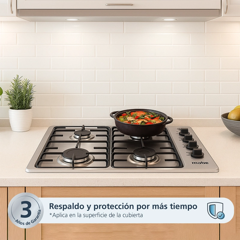 Kit Encimera a Gas LP 60cm Inox CMG6044SD-1CL +Campana Extractora 60cm Inox CM6045XV0 Mabe - 10