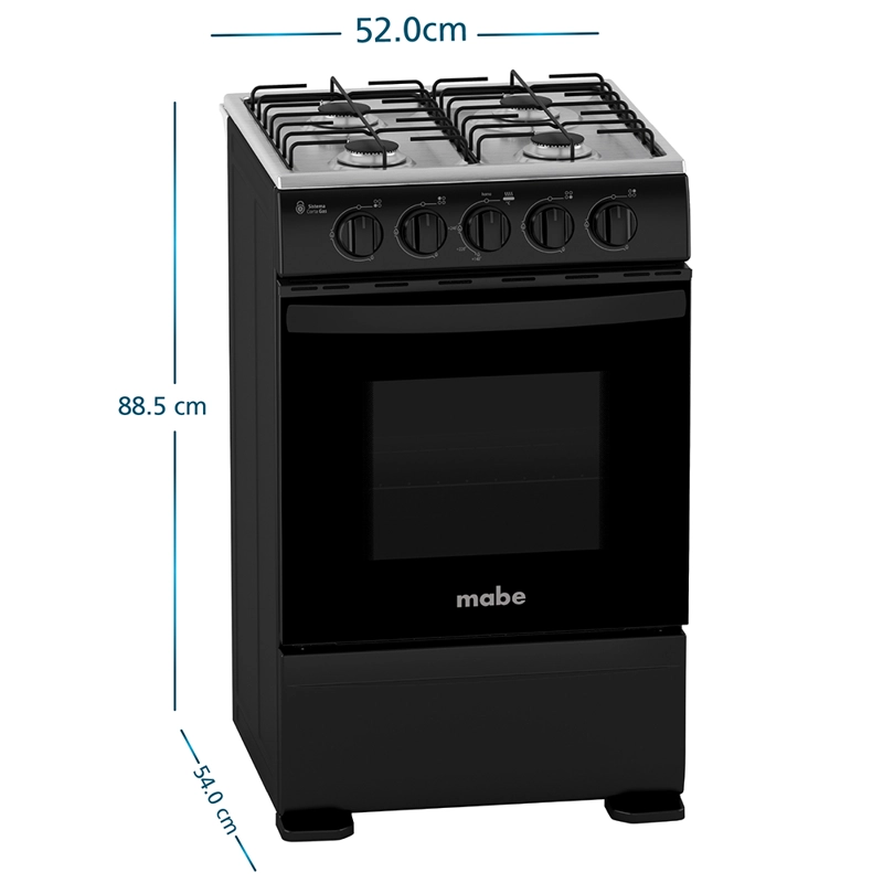 COCINA A GAS 4 PLATOS 51CM VALVULA CORTA GAS CMC5100NA1 MABE - 3
