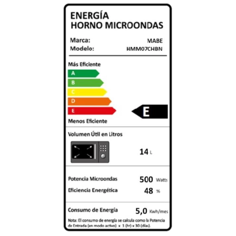 HORNO MICROONDAS 20L NEGRO HMM07CHBN MABE - 12