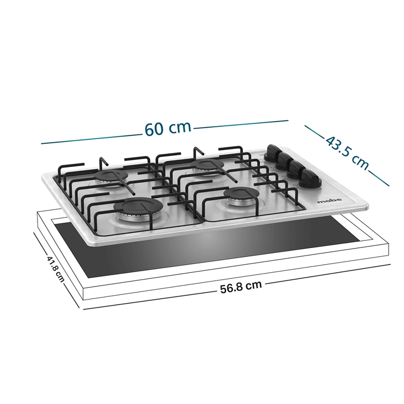 ENCIMERA A GAS 4 PLATOS 60CM INOX CMG6044SD-1CL MABE - 3