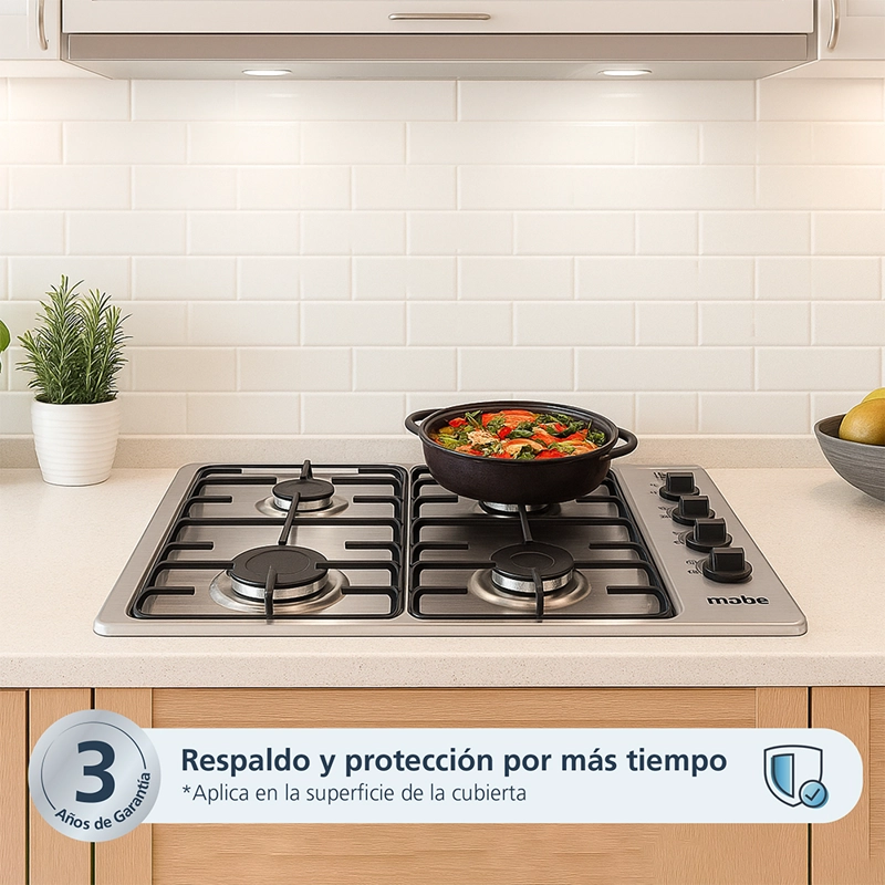 ENCIMERA A GAS 4 PLATOS 60CM INOX CMG6044SD-1CL MABE - 4