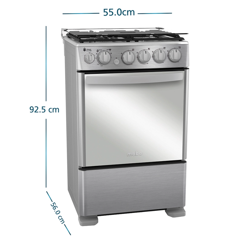 COCINA A GAS 55CM 4 PLATOS GRILL A GAS MABE CMC5560FX1 - 2