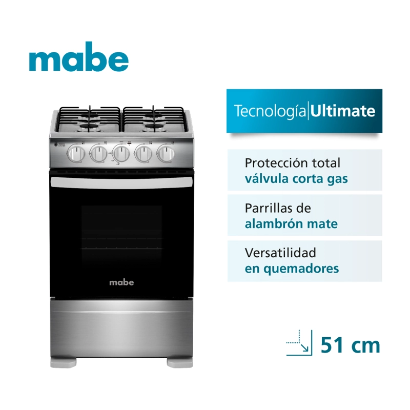 COCINA A GAS 4 PLATOS 51CM VALVULA CORTA GAS CMC20AXX-2 MABE - 2