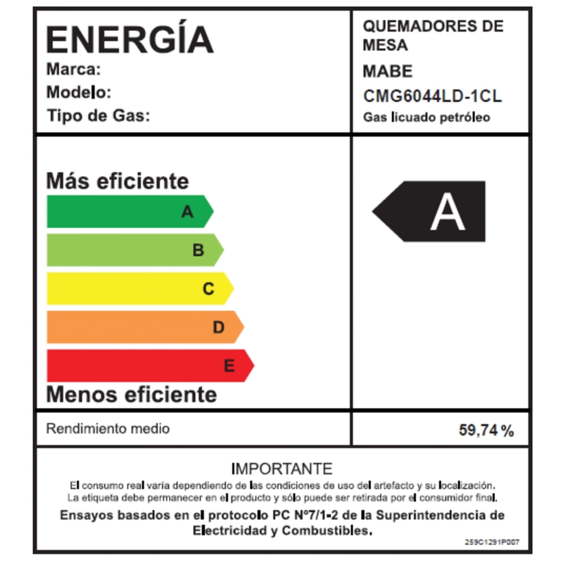 ENCIMERA A GAS 4 PLATOS 60CM INOX CMG6044LD-1CL MABE - 7