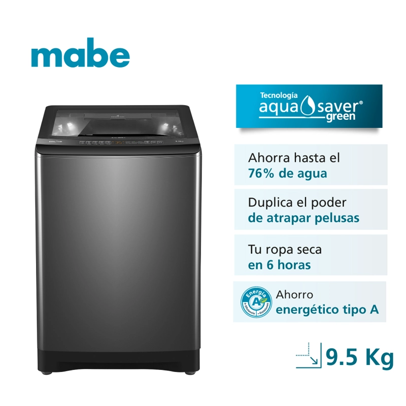 LAVADORA AUTOMATICA 9.5KG RECUBRIMIENTO ANTIBACTERIAL MABE LMA9520WDGCL0 - 2