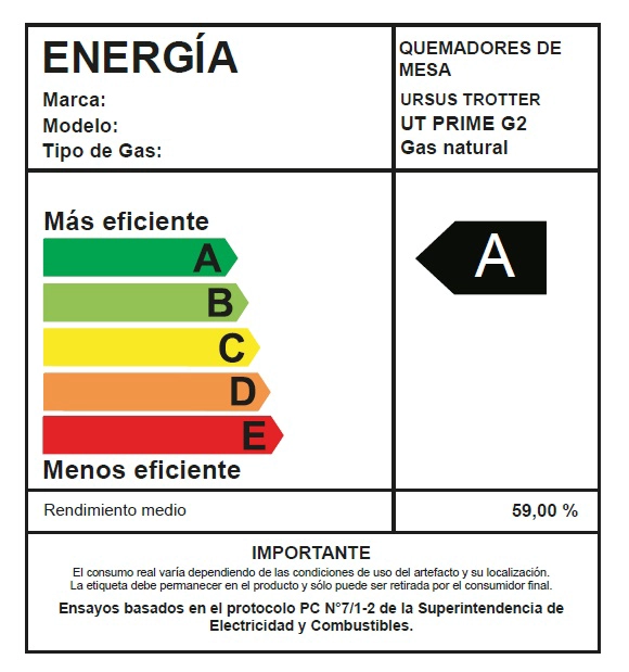 ENCIMERA GAS NATURAL URSUS TROTTER 2 PLATOS G2 GN - 3