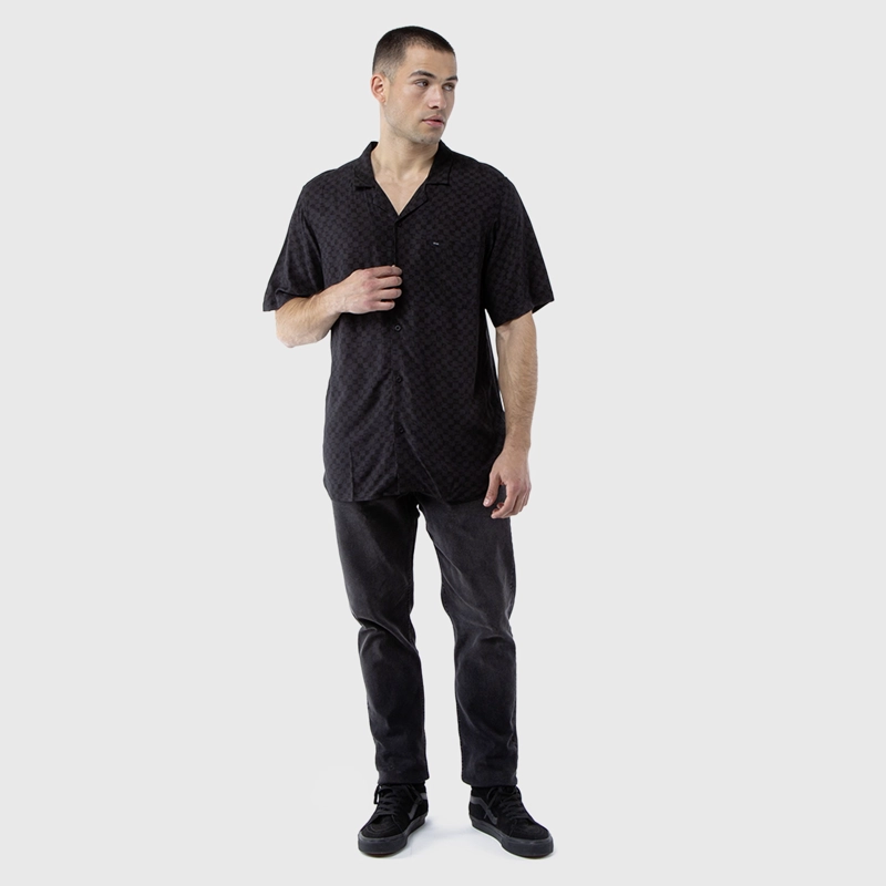 CAMISA VISCOSA DARK VICHY BLACK BUBBA - 1