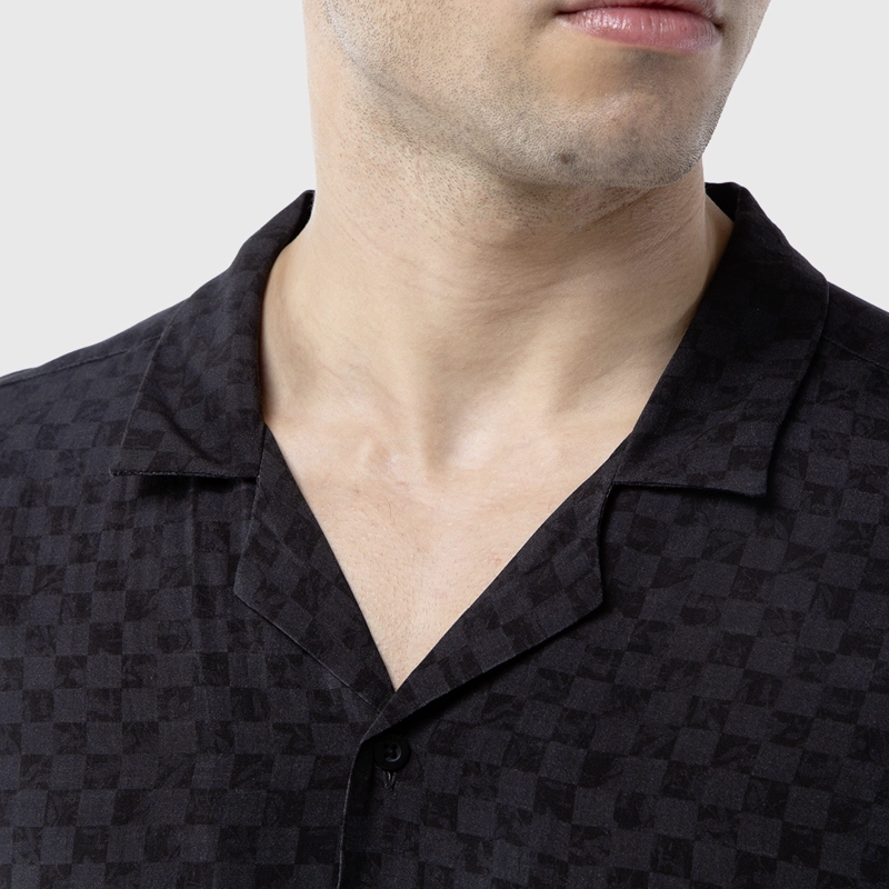 CAMISA VISCOSA DARK VICHY BLACK BUBBA - 5