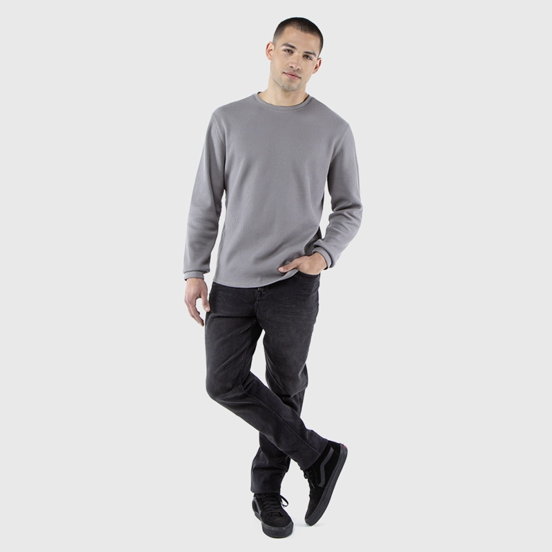 CREWNECK WAFFLE SUMMER GRIS BLACK BUBBA - 2
