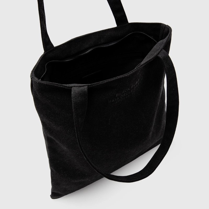 CARTERA TOTE BASIC CANVAS GREY BLACK BUBBA - 7