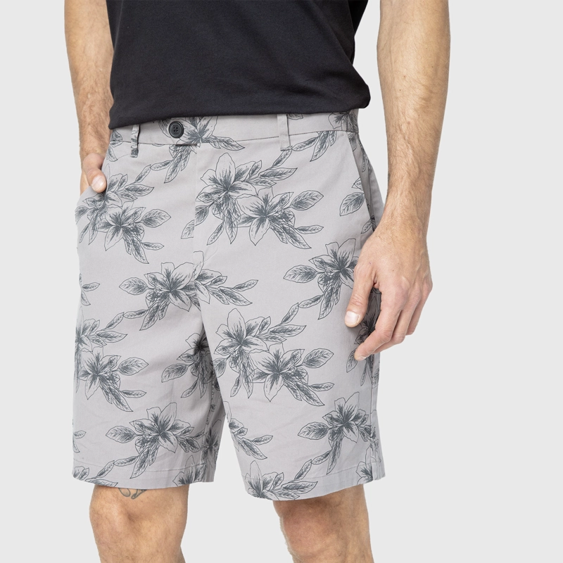SHORT COTTON TROPICAL GREY BLACK BUBBA - 1