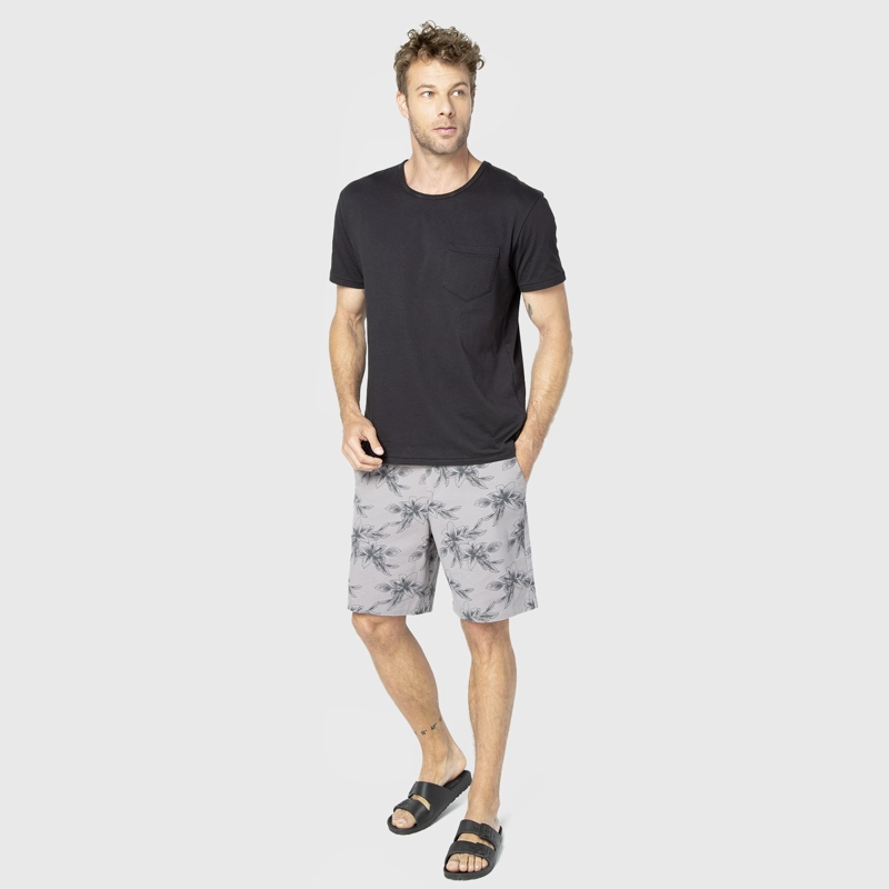 SHORT COTTON TROPICAL GREY BLACK BUBBA - 3