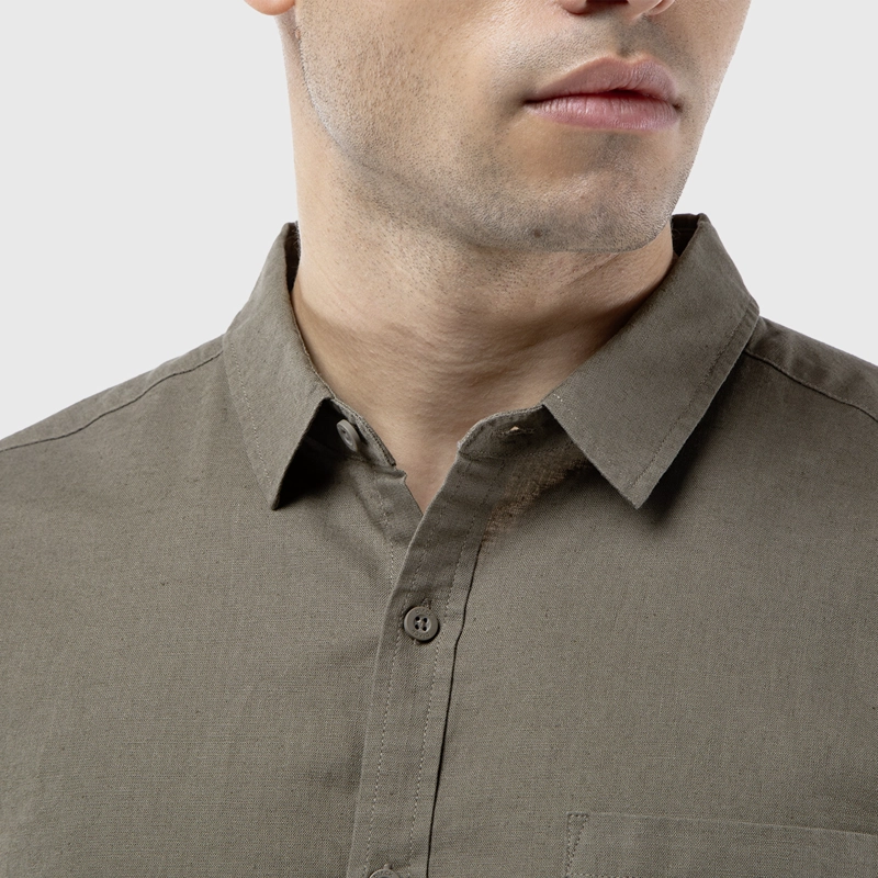 CAMISA MANGA CORTA LINO GRIS MARENGO BLACK BUBBA - 5