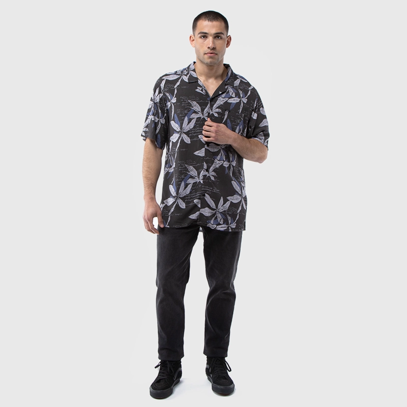 CAMISA VISCOSA DARK FLOWER BLACK BUBBA - 1