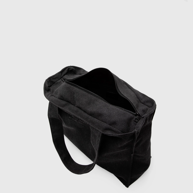 CARTERA TOTE CANVAS GREY BLACK BUBBA - 3