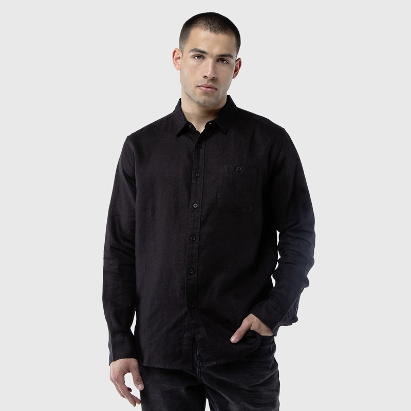 CAMISA MANGA LARGA LINO BLACK BLACK BUBBA - 2