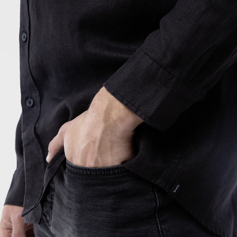 CAMISA MANGA LARGA LINO BLACK BLACK BUBBA - 4