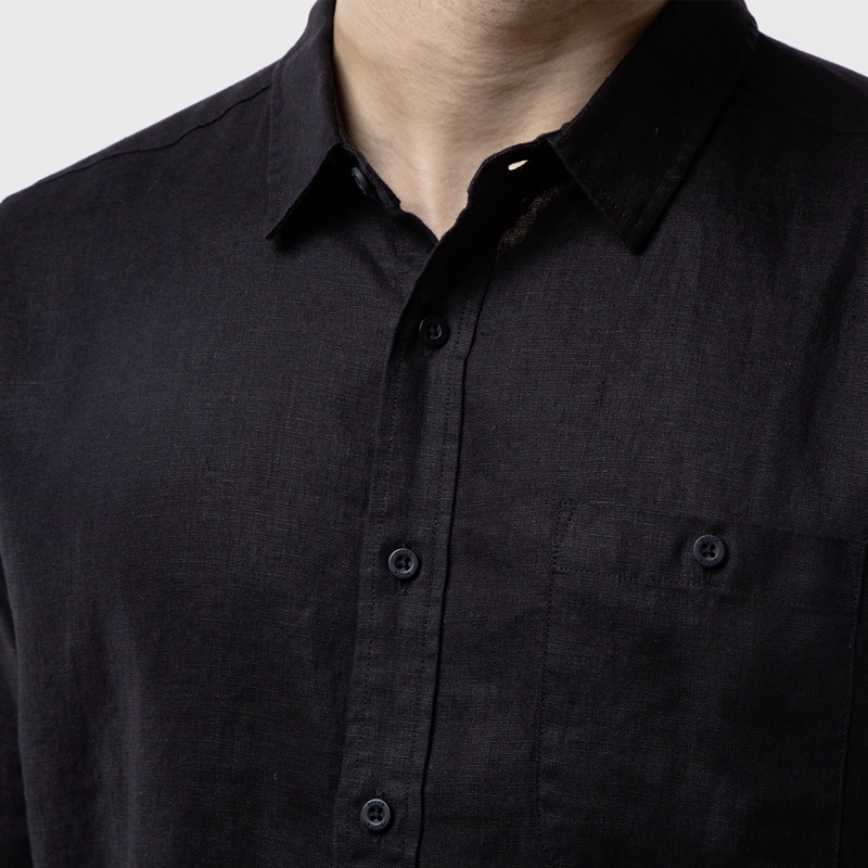 CAMISA MANGA LARGA LINO BLACK BLACK BUBBA - 5
