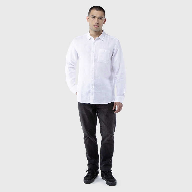 CAMISA MANGA LARGA LINO WHITE BLACK BUBBA - 1