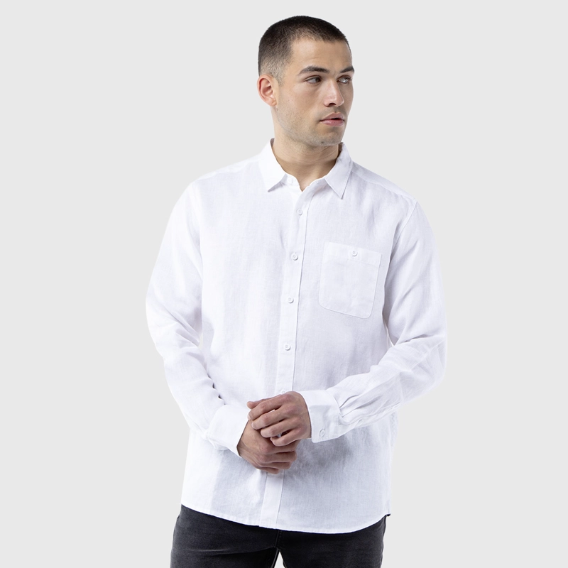 CAMISA MANGA LARGA LINO WHITE BLACK BUBBA - 2