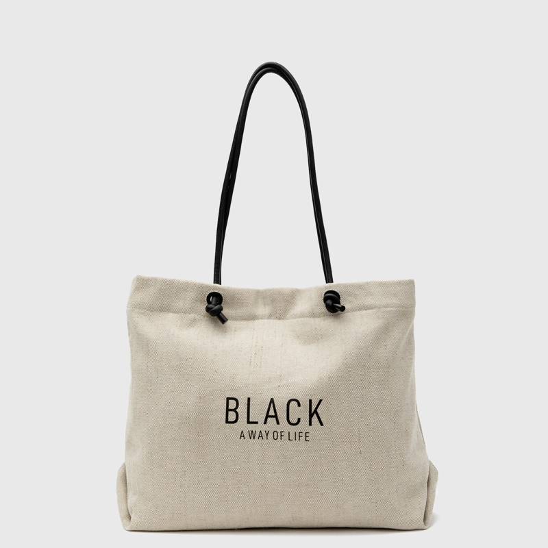 CARTERA TOTE LINEN BEIGE BLACK BUBBA - 1