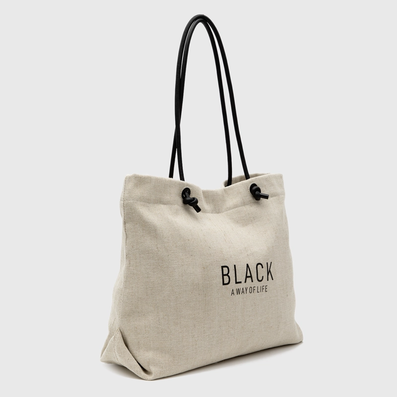 CARTERA TOTE LINEN BEIGE BLACK BUBBA - 2