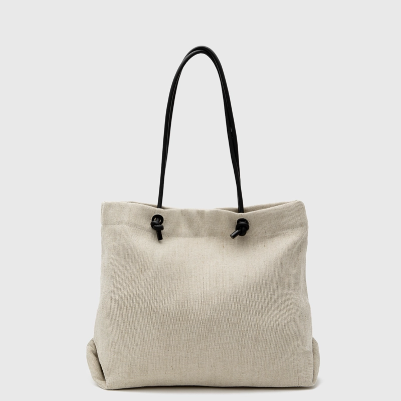 CARTERA TOTE LINEN BEIGE BLACK BUBBA - 3