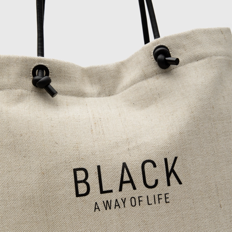 CARTERA TOTE LINEN BEIGE BLACK BUBBA - 4
