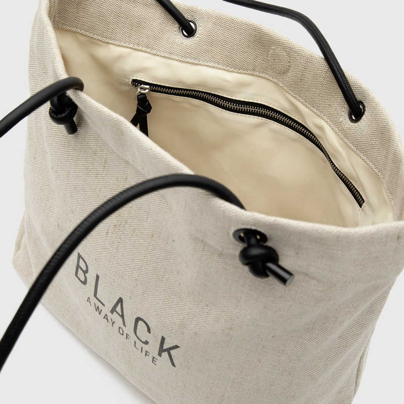 CARTERA TOTE LINEN BEIGE BLACK BUBBA - 6