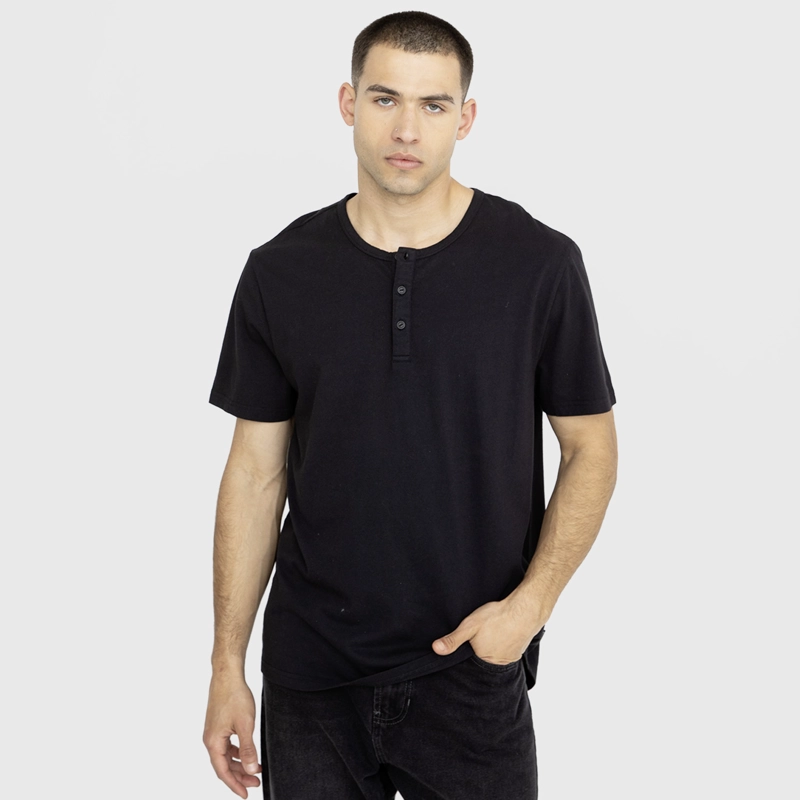 POLERA HENLEY BLACK BLACK BUBBA - 1
