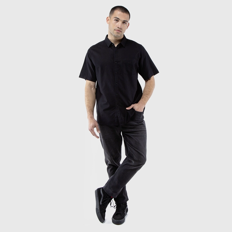 CAMISA MANGA CORTA LINO BLACK BLACK BUBBA - 1