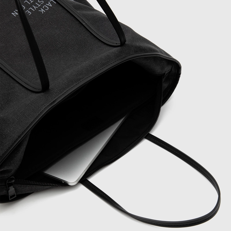 CARTERA TOTE WAXED CANVAS BLACK BLACK BUBBA - 8