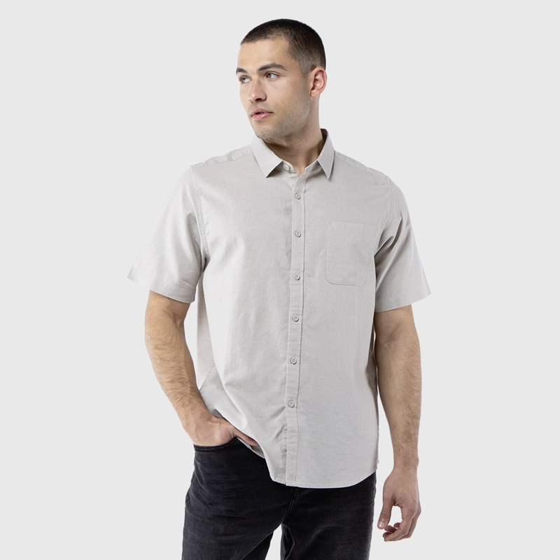 CAMISA MANGA CORTA LINO CAFE  BLACK BUBBA - 2