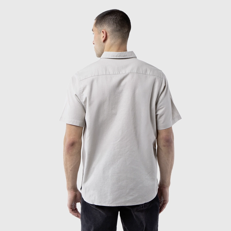 CAMISA MANGA CORTA LINO CAFE  BLACK BUBBA - 3