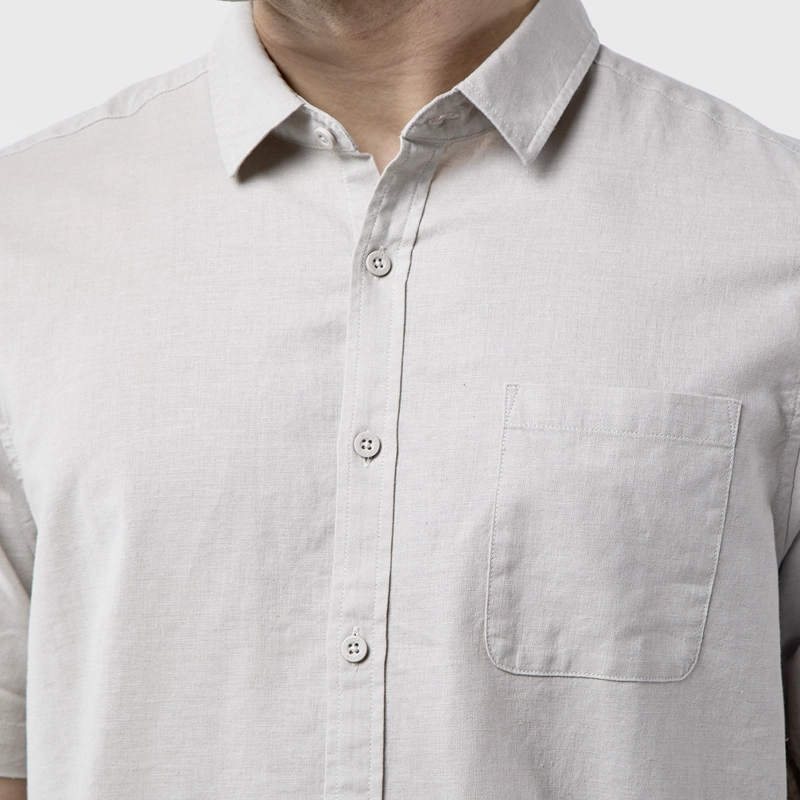 CAMISA MANGA CORTA LINO CAFE  BLACK BUBBA - 5