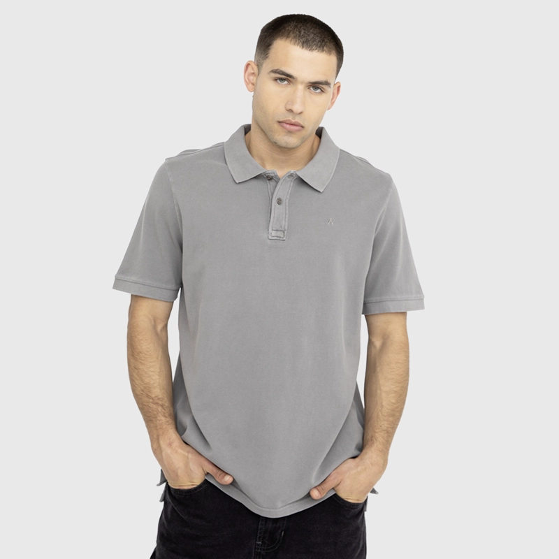 POLERA POLO PIQUE GRIS CLARO BLACK BUBBA - 1